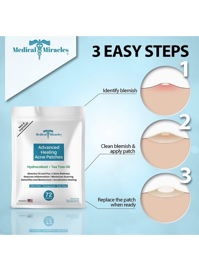 Medical Miracles Maximum Strength Hydrocolloid Acne Remover Sticker Dots, 72 Pack | Face Healing Dot Treatment May Aid in Absorbing Zits, Pimples, Cystic Spots, Blemish Tea Tree Therapy Covers All Skin Types - Image 5