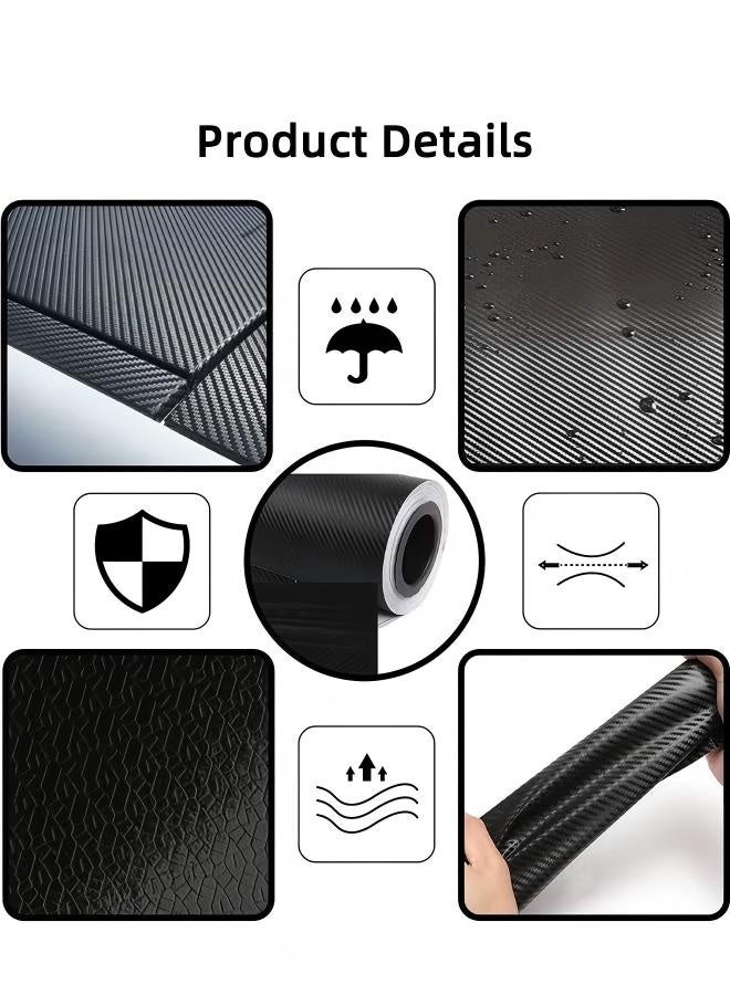 Car Sticker Textured 6D Carbon Fibre Vinyl Self-Adhesive Waterproof Bubble-Free, Suitable Decoration for Diy Appearance & Interior of Motorcycles Computers Cars, Black, 300 x 3 cm - Image 4