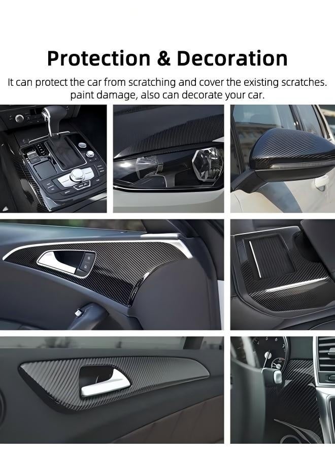 Car Sticker Textured 6D Carbon Fibre Vinyl Self-Adhesive Waterproof Bubble-Free, Suitable Decoration for Diy Appearance & Interior of Motorcycles Computers Cars, Black, 300 x 3 cm - Image 2