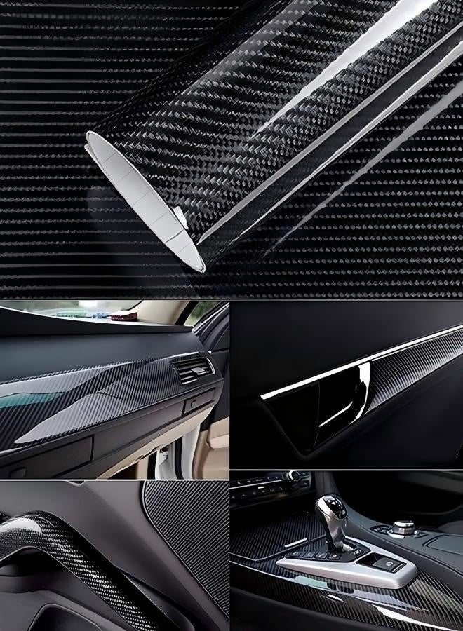 Car Sticker Textured 6D Carbon Fibre Vinyl Self-Adhesive Waterproof Bubble-Free, Suitable Decoration for Diy Appearance & Interior of Motorcycles Computers Cars, Black, 300 x 3 cm - Image 3