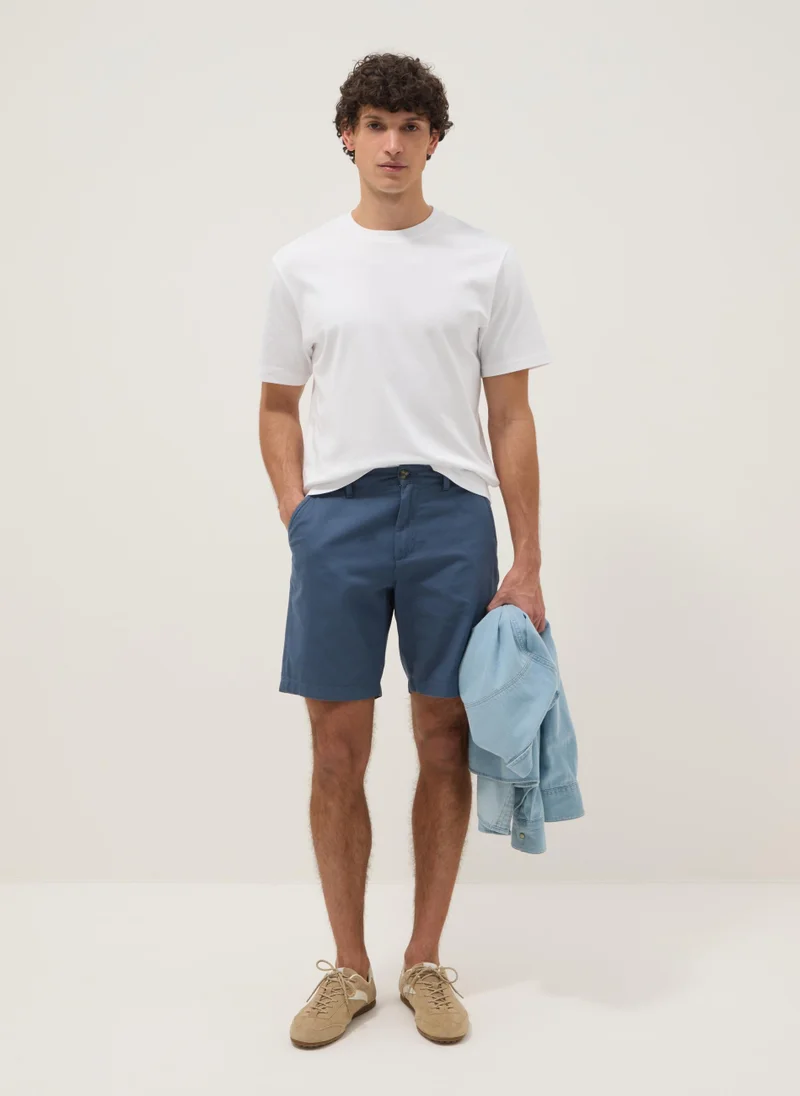او في اس OVS Blue Regular-Fit Pure Cotton Chino Bermuda Shorts