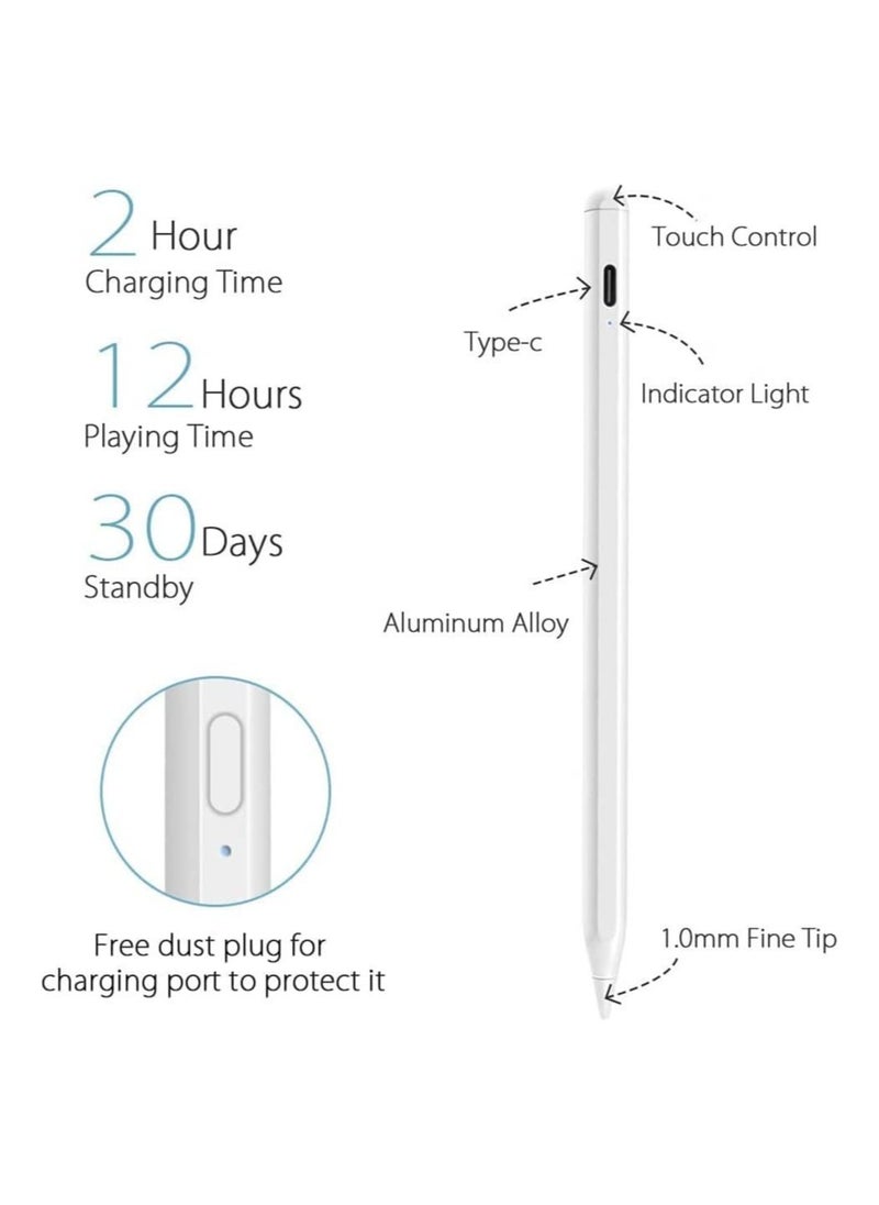 Stylus Pen for Apple iPad, Pencil Styluses Compatible with iPad 2/3/4/5/6/7/8/9/10 Generation Pro 9.7/10.5/11/12.9 Air 1/2/3/4/5 Mini 1/2/3/4/5/6