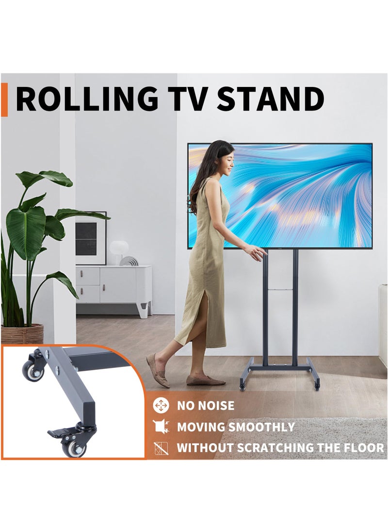 فلاشهوك متحرك حامل شاشة تلفزيون بعجلات لشاشات LCD/LED مقاس 32-55 بوصة | ارتفاع قابل للتعديل | عجلات قابلة للقفل | هيكل فولاذي متين | أقصى وزن 25 كجم ومقاس VESA 400x400 مم  - Image 2