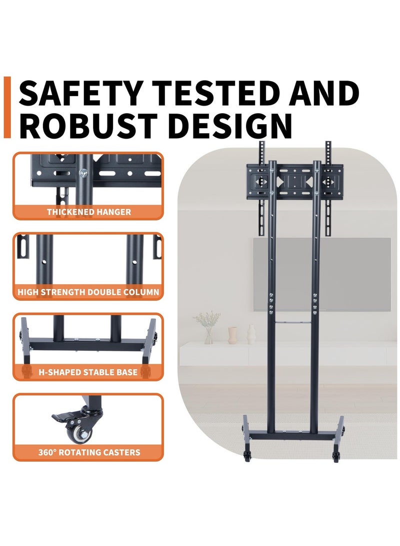 فلاشهوك متحرك حامل شاشة تلفزيون بعجلات لشاشات LCD/LED مقاس 32-55 بوصة | ارتفاع قابل للتعديل | عجلات قابلة للقفل | هيكل فولاذي متين | أقصى وزن 25 كجم ومقاس VESA 400x400 مم - Image 5