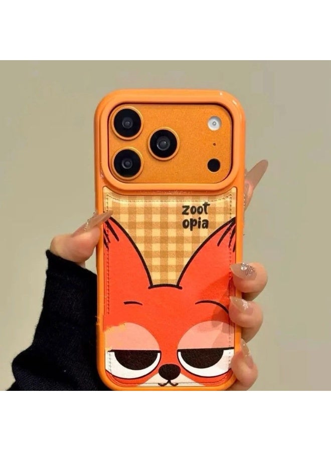 جراب هاتف Apple iPhone 17 Pro Max بتصميم كرتوني برتقالي لحيوان مجنون، جراب واقٍ مقاوم للسقوط