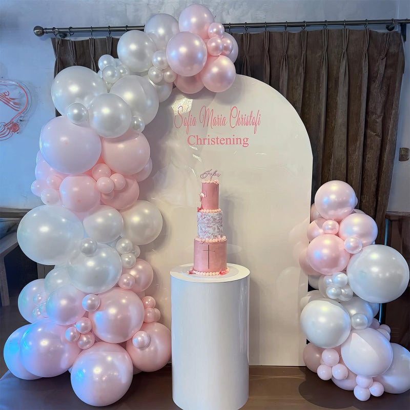 Froova Pink Balloons 60 Pcs Light Baby Pearl Pink and White Latex Party Balloon with 12 Inch Double Stuffed Balloon for Girls Princess Winter Wonderland Wedding Birthday Baby Shower Bridal Party Decor - Image 2