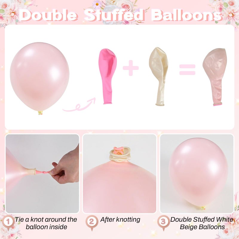 Froova Pink Balloons 60 Pcs Light Baby Pearl Pink and White Latex Party Balloon with 12 Inch Double Stuffed Balloon for Girls Princess Winter Wonderland Wedding Birthday Baby Shower Bridal Party Decor - Image 5