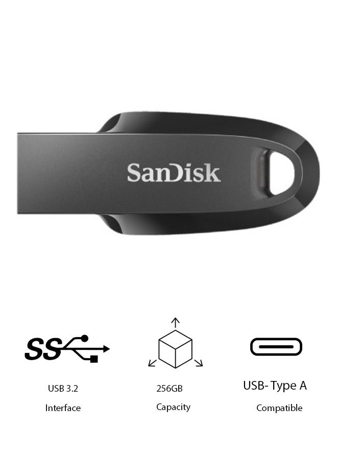SanDisk Ultra Curve Flash Drive, USB 3.2, Black, SDCZ550-256G-G46 - Image 1