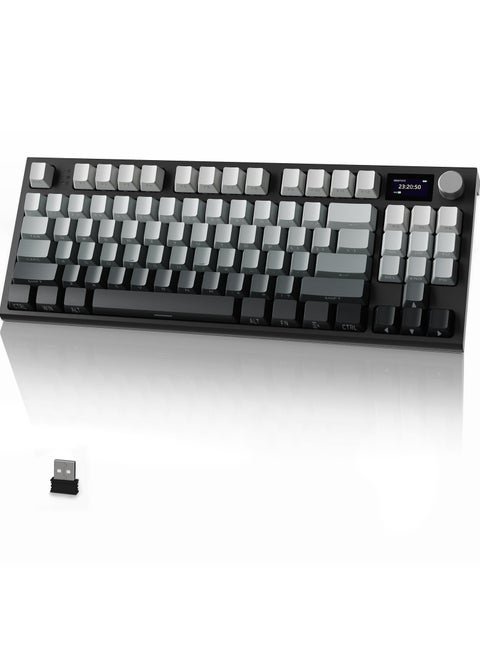 K86 RGB Wireless Gasket Mechanical Keyboard,Triple Mode Bluetooth5.0/2.4G/USB-C 87 Keys Hot Swappable Gaming Keyboard, 4000 mAh Battery 1.2'' HD OLED Display Volume Rotary Button for Games and Work