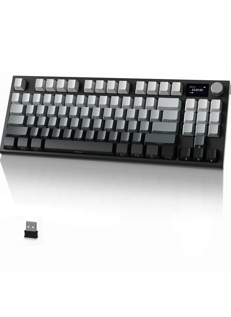 K86 RGB Wireless Gasket Mechanical Keyboard,Triple Mode Bluetooth5.0/2.4G/USB-C 87 Keys Hot Swappable Gaming Keyboard, 4000 mAh Battery 1.2'' HD OLED Display Volume Rotary Button for Games and Work