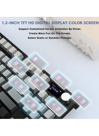 لوحة مفاتيح ميكانيكية K86 RGB ذات حشية لاسلكية، وضع ثلاثيBluetooth5.0/2.4G/USB-C 87 مفتاحًا لوحة مفاتيح ألعاب قابلة للتبديل السريع، بطارية 4000 مللي أمبير في الساعة 1.2 بوصة HD OLED زر دوار بحجم الشا - view 4