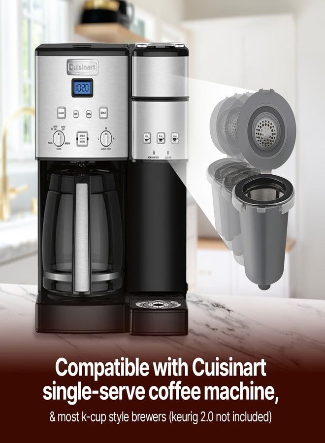 BRENSTEN Reusable Filter Cups for Cuisinart Coffee Makers - Premium Refillable Coffee Cups Compatible with Cuisinart Single Serve Coffee Machines (2 Pack with 2 Mesh Filters) - Image 3
