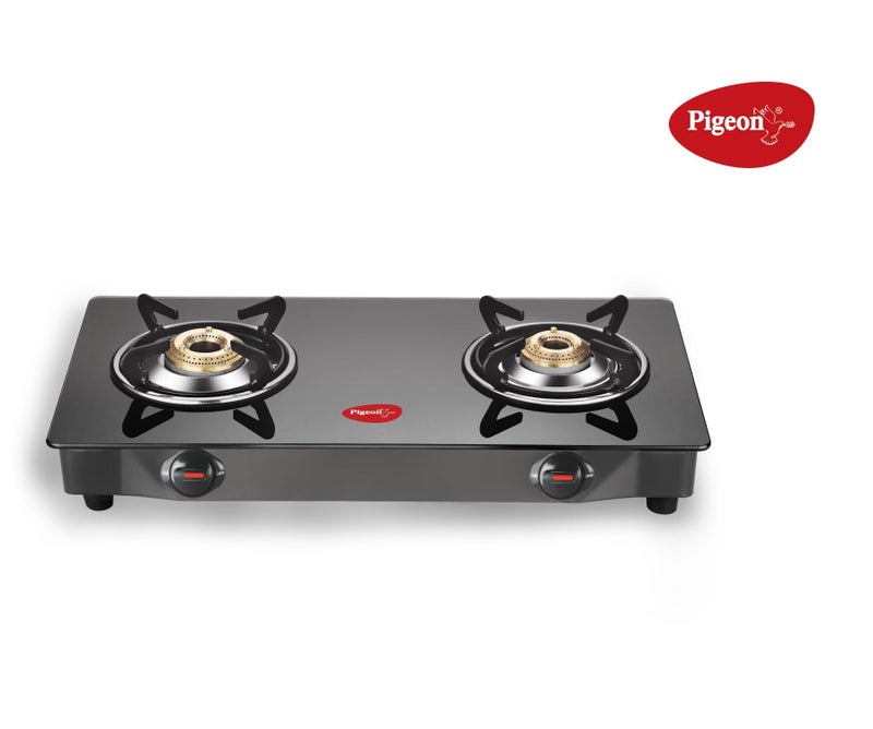 Pigeon Ayush BLK 2 Burner Glass Manual Gas Stove (2 Burners), Black - Image 2