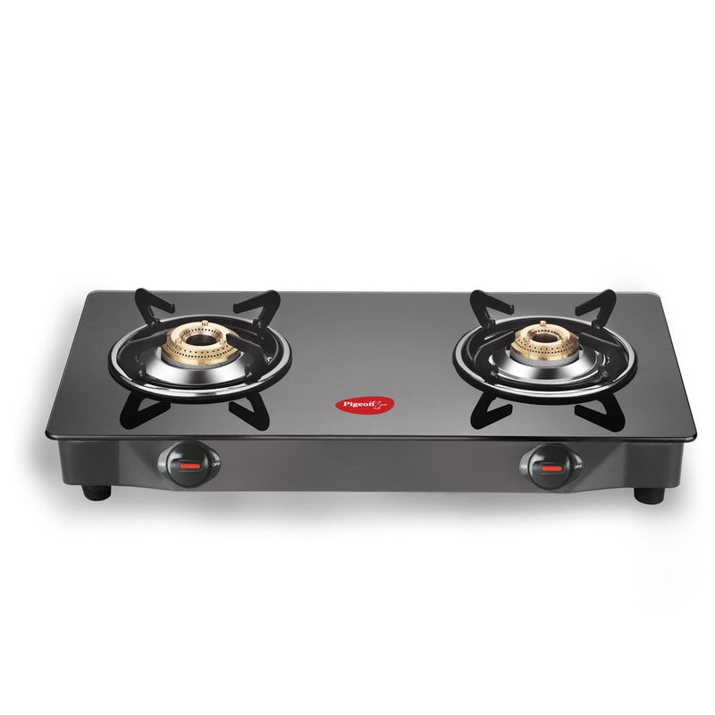 Pigeon Ayush BLK 2 Burner Glass Manual Gas Stove (2 Burners), Black - Image 3