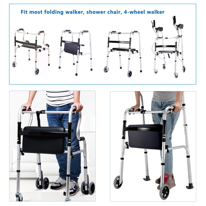 LODMOD Adjustable Walker Rest Seat, Folding Walker Attachable Seat for Elderly Disabled, Range:20"~24" (Leather) - Image 3
