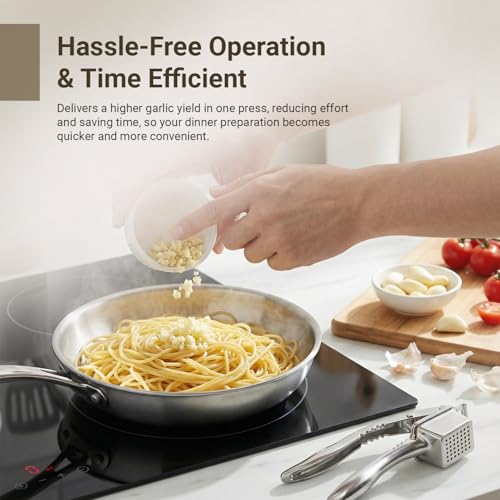AGANIC - Premium Stainless Steel Garlic Crusher Tool | Heavy Duty Garlic Press & Garlic Mincer | Ginger Garlic Crusher for Kitchen | Rust Proof, Easy to Clean, Dishwasher Safe - Image 3