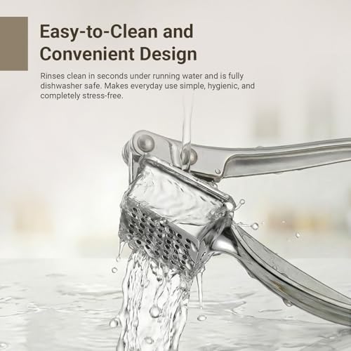 AGANIC - Premium Stainless Steel Garlic Crusher Tool | Heavy Duty Garlic Press & Garlic Mincer | Ginger Garlic Crusher for Kitchen | Rust Proof, Easy to Clean, Dishwasher Safe - Image 5