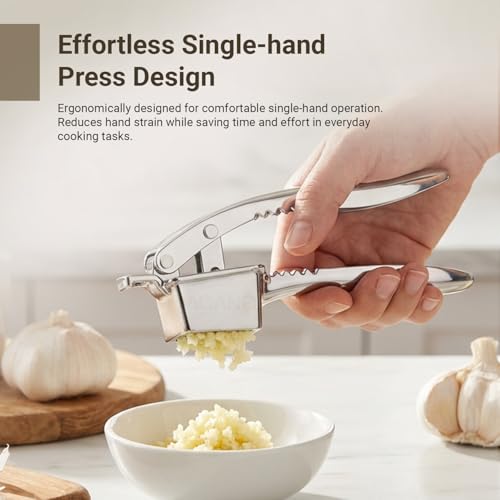 AGANIC - Premium Stainless Steel Garlic Crusher Tool | Heavy Duty Garlic Press & Garlic Mincer | Ginger Garlic Crusher for Kitchen | Rust Proof, Easy to Clean, Dishwasher Safe - Image 4