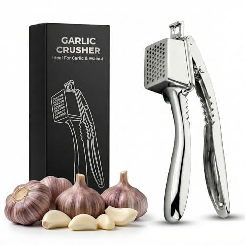 AGANIC - Premium Stainless Steel Garlic Crusher Tool | Heavy Duty Garlic Press & Garlic Mincer | Ginger Garlic Crusher for Kitchen | Rust Proof, Easy to Clean, Dishwasher Safe - Image 1