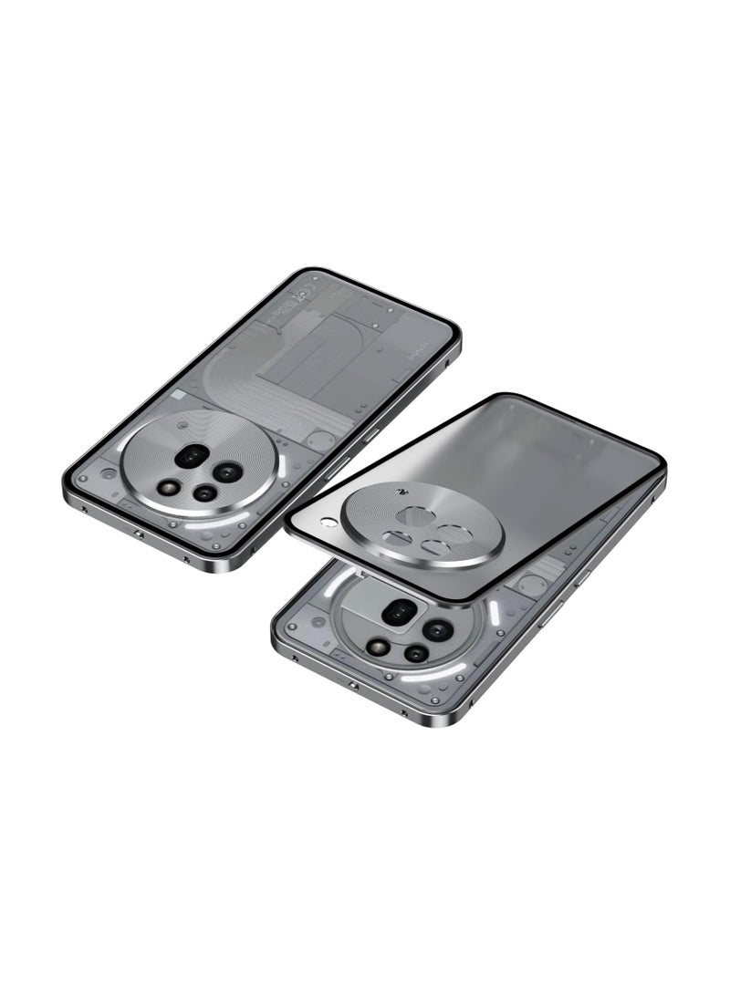 general The case is compatible with Nothing Phone (3a) Pro, with a built-in metal frame and translucent frosted back, and a metal single-sided button-down protective case for Nothing Phone 3a Pro 5G - Image 1