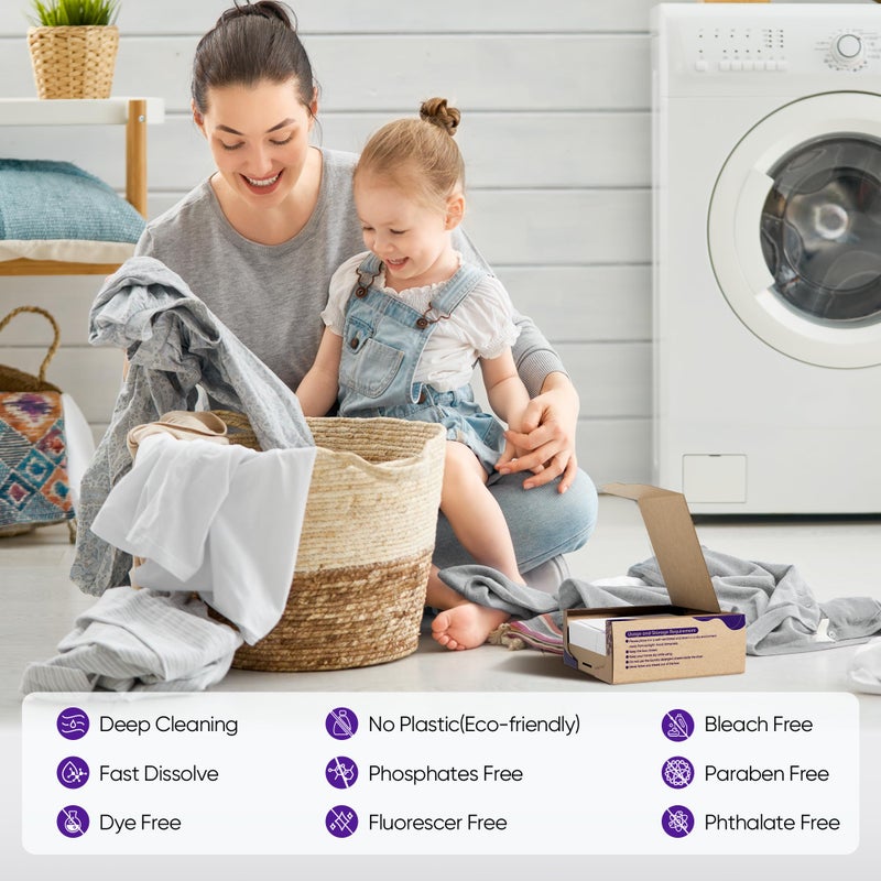 Fisroa Lavender Laundry Detergent Sheets Travel Eco-friendly 300 Loads Fisroa Clothes Washing Detergent Sheets Plastic-Free Washer Strips Liquidless Laundry Strips Tablet - Image 2