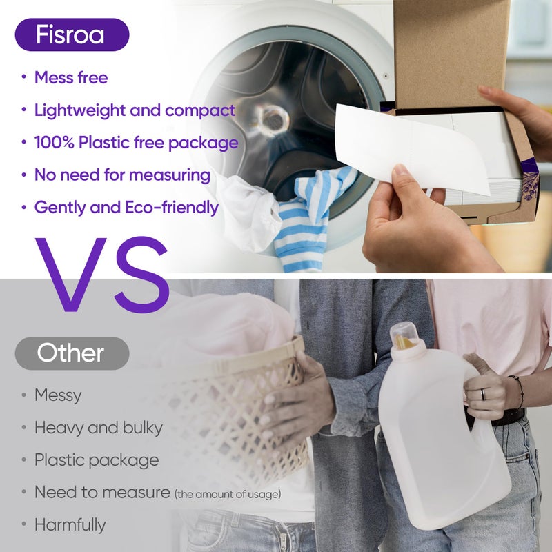 Fisroa Lavender Laundry Detergent Sheets Travel Eco-friendly 300 Loads Fisroa Clothes Washing Detergent Sheets Plastic-Free Washer Strips Liquidless Laundry Strips Tablet - Image 3