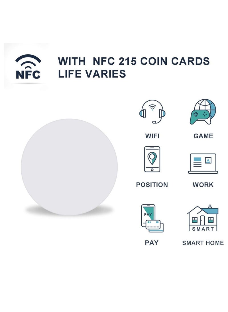 Excefore - 100pcs NFC 215 Cards NTAG215 NFC Round Cards NFC 215 Card Tag Compatible With TagMo And Amiibo and NFC Enabled Mobile Phones And Devices - Image 1