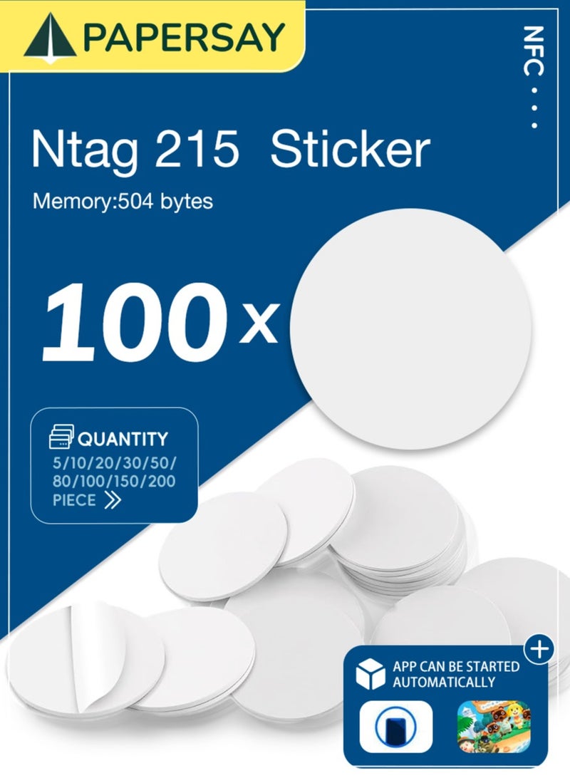  طائرة ورقية 100 قطعة من بطاقات NFC فارغة من اودلوزي، NTAG215 NFC 215، بطاقات اميبو قابلة لاعادة الكتابة مع ذاكرة 504 بايت، متوافقة مع جميع الهواتف الذكية والاجهزة التي تدعم ان اف سي - Image 1