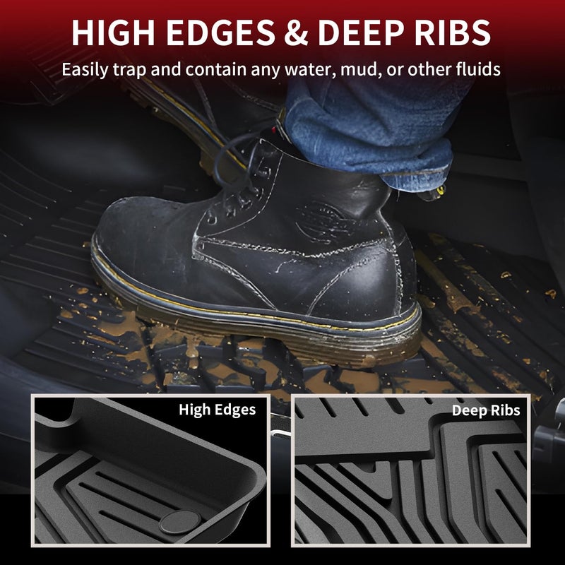 LASFIT Floor Mats for Honda Civic Sedan 2016-2021 & Hatchback 2017-2021 & Coupe 2016-2020, All Weather TPE Custom Fit Floor Liner, 1st & 2nd Row, Black - Image 3