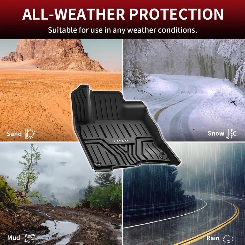 LASFIT Floor Mats for Honda Civic Sedan 2016-2021 & Hatchback 2017-2021 & Coupe 2016-2020, All Weather TPE Custom Fit Floor Liner, 1st & 2nd Row, Black - Image 5