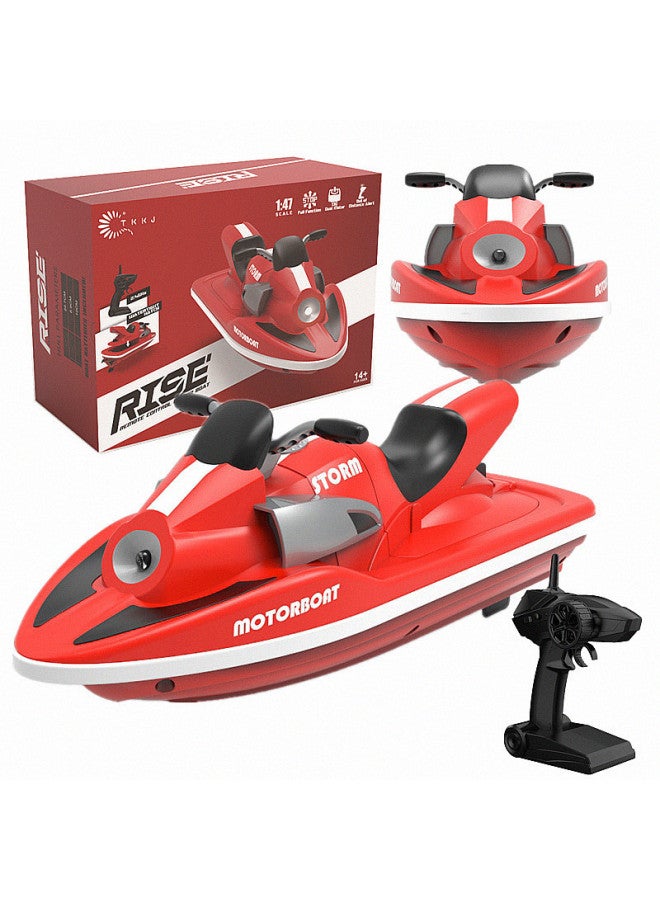 H118 Mini Tianke Remote Control Boat Electric High Speed Boat Children's Water Toy Ship Turbojet-Color:H137 Red Light Edition Dual Motor Driver-Specifications:Single Electric Version - Image 1