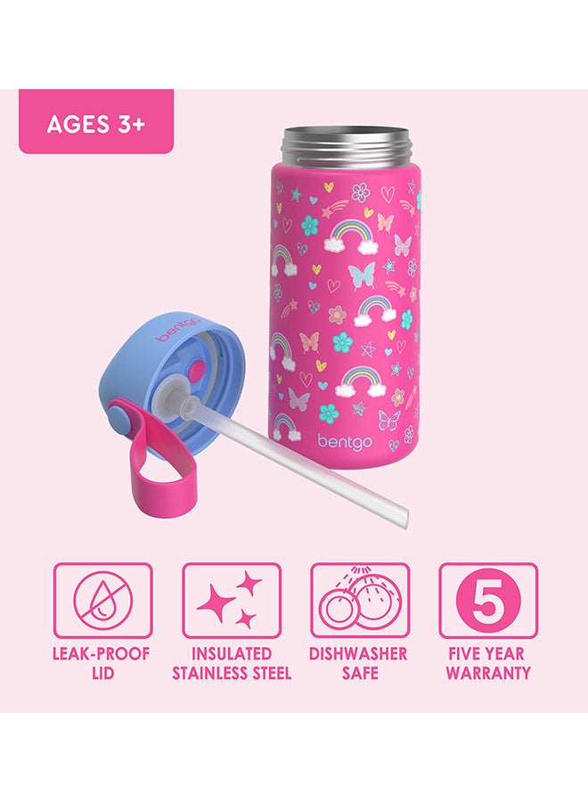 Bentgo Stainless Steel Insulated Watter Bottle 413 ml - Rainbow and Butterflies - Image 5