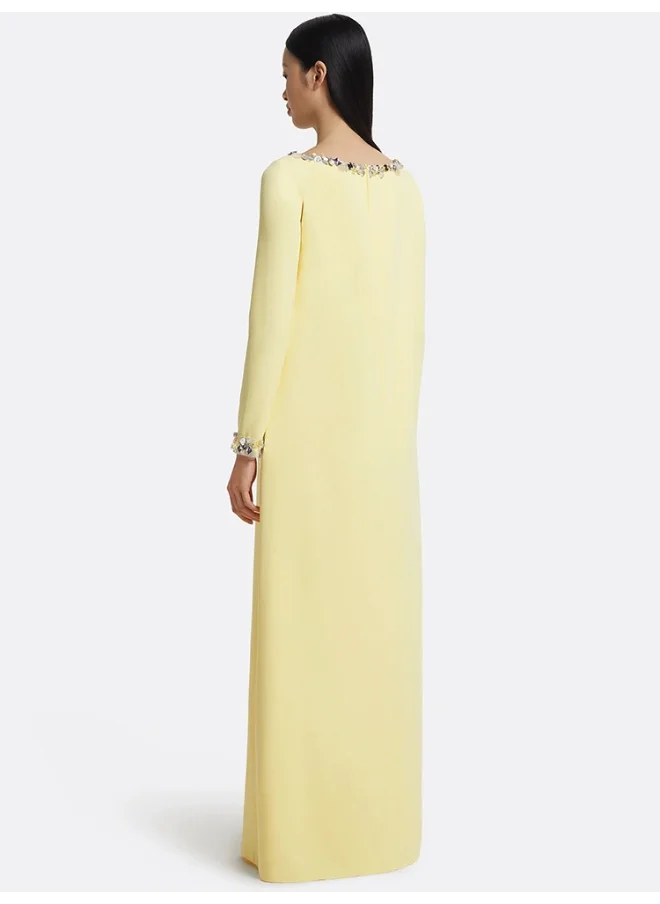 Madam Uniq New Minimalist Pearl-Embellished Loose Maxi Dress