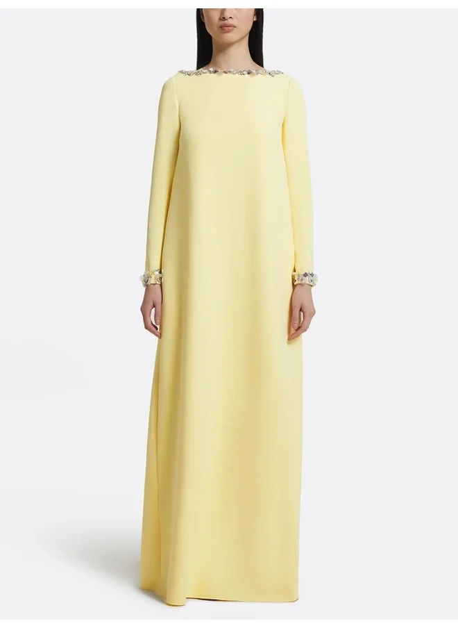 Madam Uniq New Minimalist Pearl-Embellished Loose Maxi Dress
