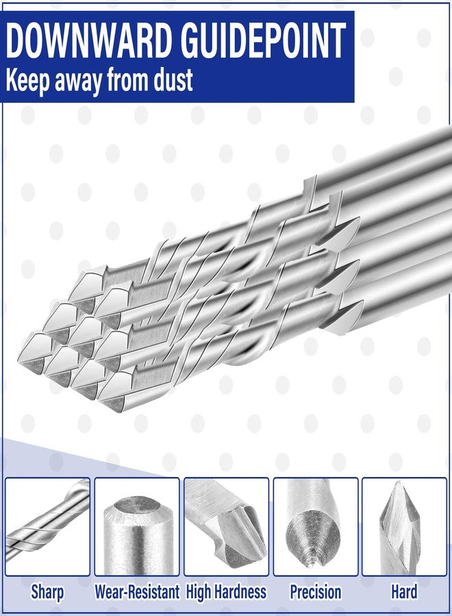 Tondiamo 10 Pcs Drywall Router Bits 3/16 Drywall Drill Cutting Bits M2 Speed Steel Spiral Downward Router Cutout Rotary Guidepoint Drill Tool - Image 3