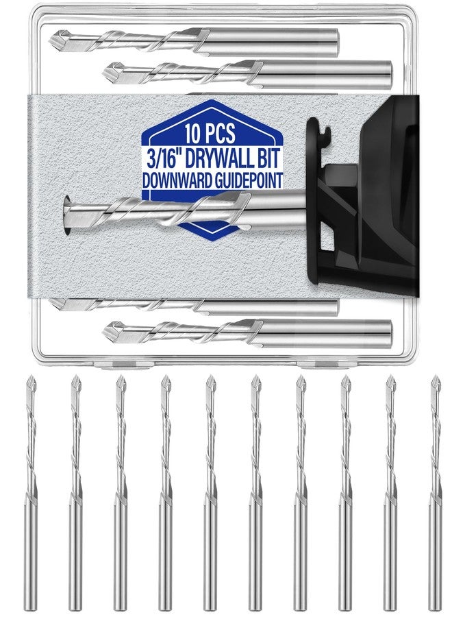 Tondiamo 10 Pcs Drywall Router Bits 3/16 Drywall Drill Cutting Bits M2 Speed Steel Spiral Downward Router Cutout Rotary Guidepoint Drill Tool - Image 1