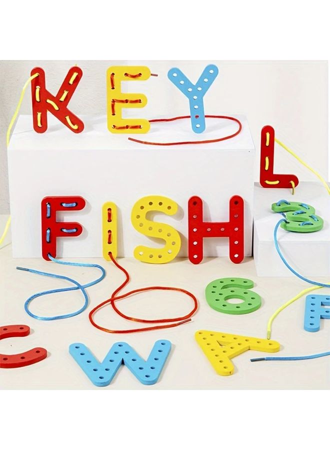 Alphabet Number Threading Toy Set 1 Set Fine Motor Skills Activity Kids Ages 3 6 Years - Image 3