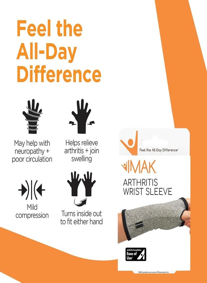 IMAK Brownmed Compression Arthritis Wrist Sleeve - Arthritis Compression Glove - Hand Compression for Carpal Tunnel & Tendonitis - Fingerless Wrist Brace & Support for Working & Gaming - Small - Image 4