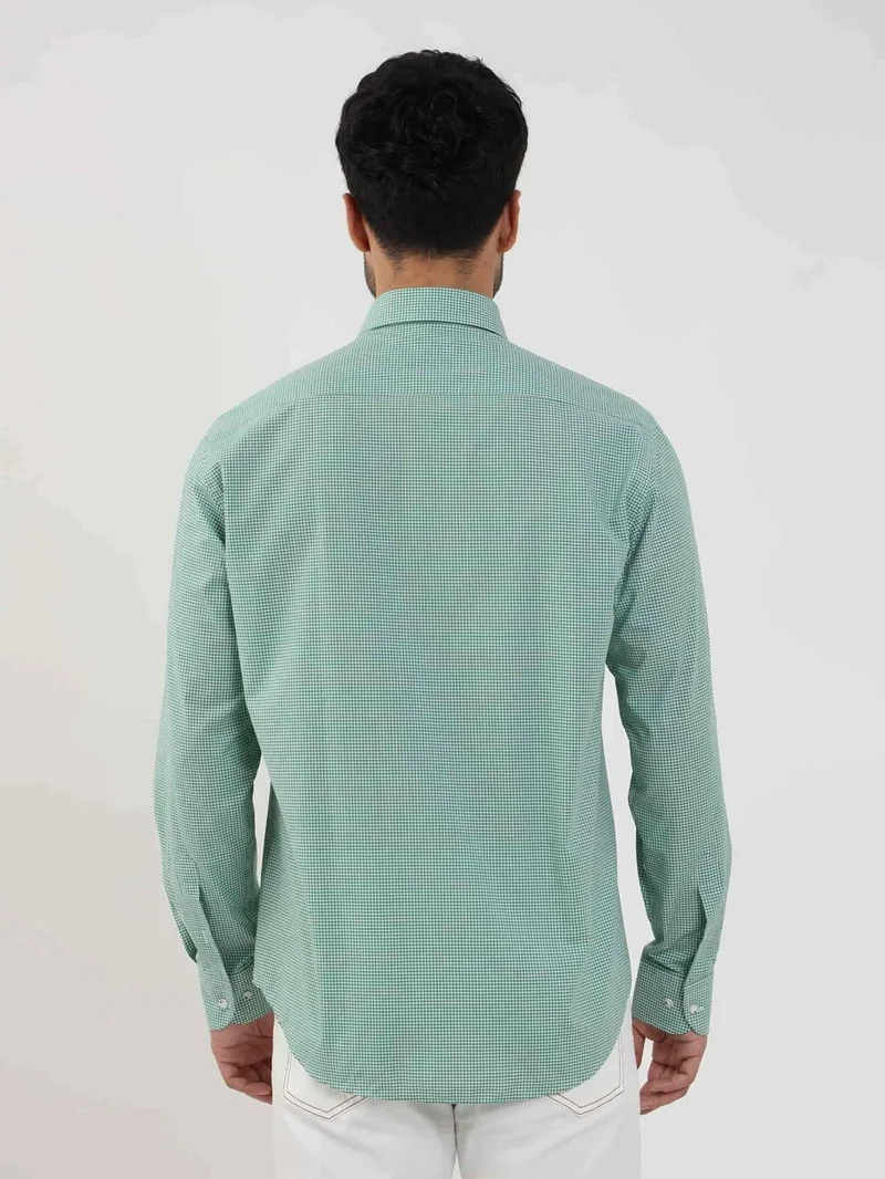 Dufy Regular Fit Button Collar Green Men's Shirt DU1234013010