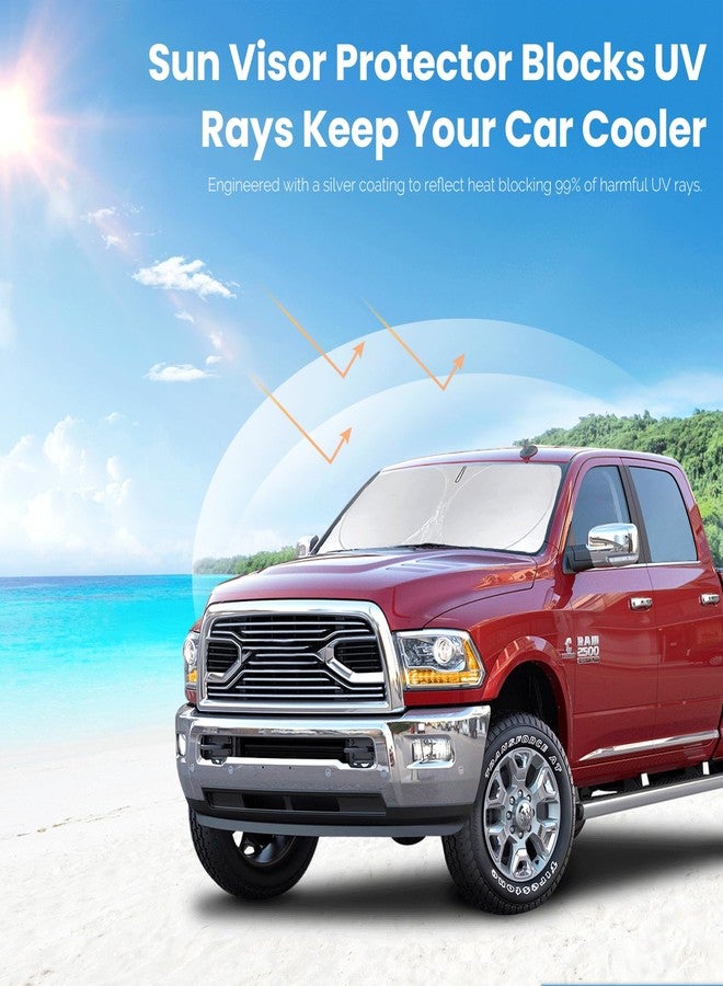 BOODANCARS Sunshade for Ram Sun Shade Fit 2010-2024 2025 Dodge RAM 1500 2500 3500 Truck Accessories Windshield Cover for Ram 2500/3500/4500/5500 Sun Visor Fits 2Dr RegularCab, 4Dr QuadCab, CrewCab, MegaCab - Image 5