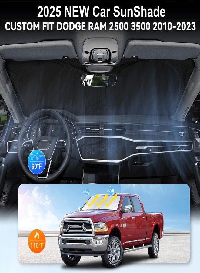 BOODANCARS Sunshade for Ram Sun Shade Fit 2010-2024 2025 Dodge RAM 1500 2500 3500 Truck Accessories Windshield Cover for Ram 2500/3500/4500/5500 Sun Visor Fits 2Dr RegularCab, 4Dr QuadCab, CrewCab, MegaCab - Image 4