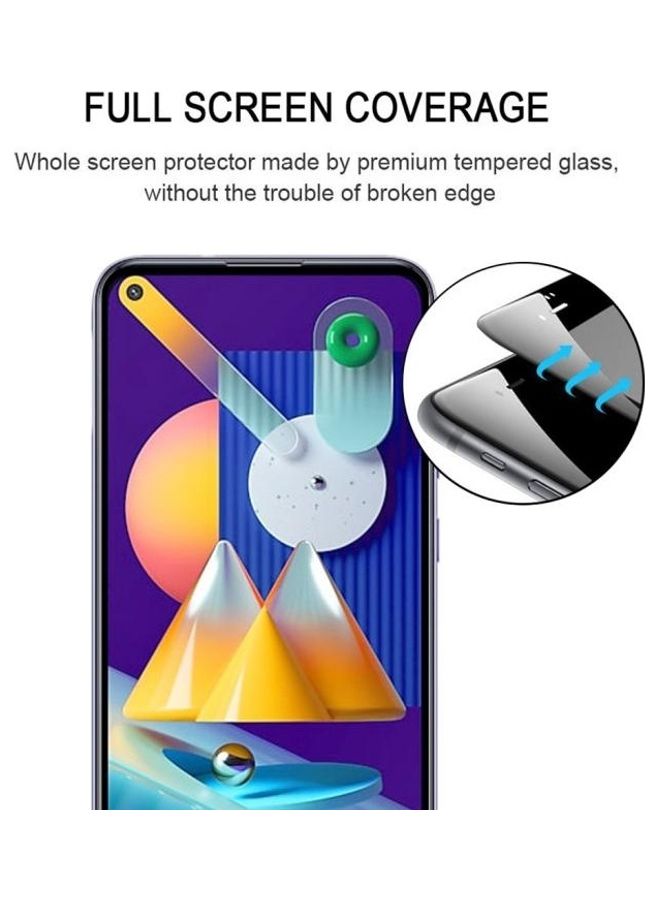 بي جي إم لاصقة حماية للشاشة من الزجاج المقوى بتغطية كاملة لهاتف سامسونج جالاكسي M11 شفاف/أسود - Image 3
