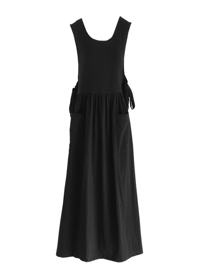 KKTOCHVC Premium Plus Size Apron with Pockets Adjustable Waistline Bib Apron,Soft Cotton Blend Apron Pinafore Dress for Baking Cooking Gardening(XL,Black) - Image 1