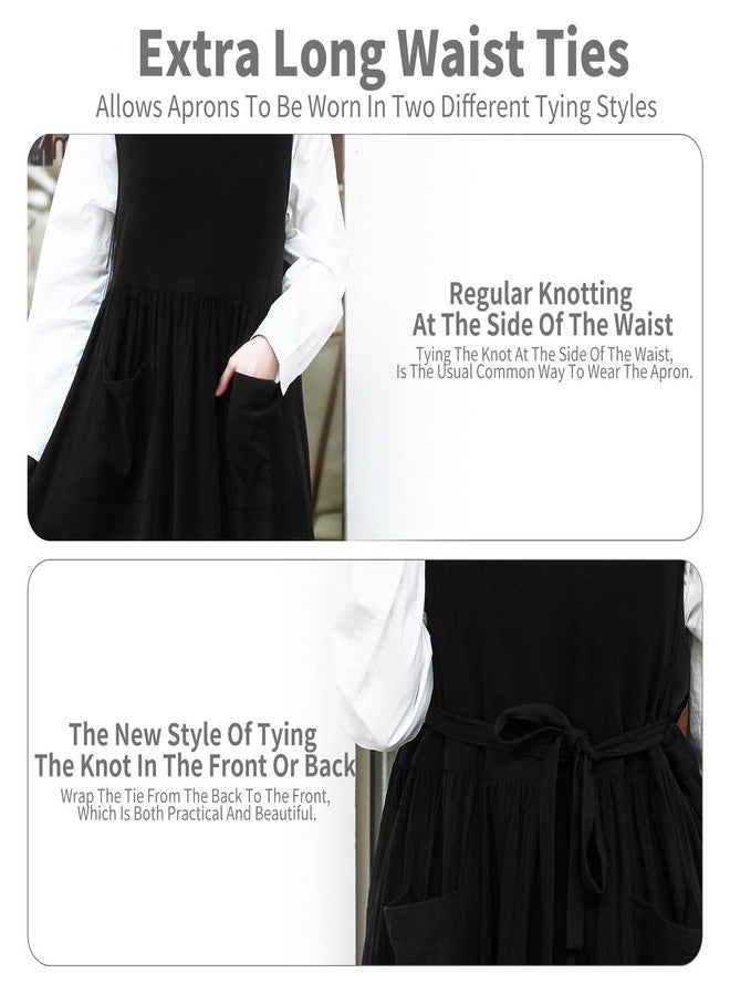 KKTOCHVC Premium Plus Size Apron with Pockets Adjustable Waistline Bib Apron,Soft Cotton Blend Apron Pinafore Dress for Baking Cooking Gardening(XL,Black) - Image 5