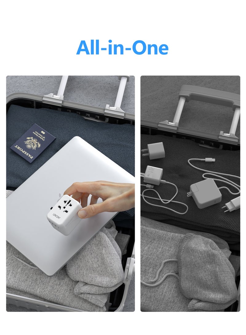 LENCENT Universal Travel Adapter, International Charger with 3 USB Ports & Type-C Adaptor for Cellphones,Laptop, All in One Travel Plug Adapter for Over 200 Countries (USA UK EU AUS) - Image 4