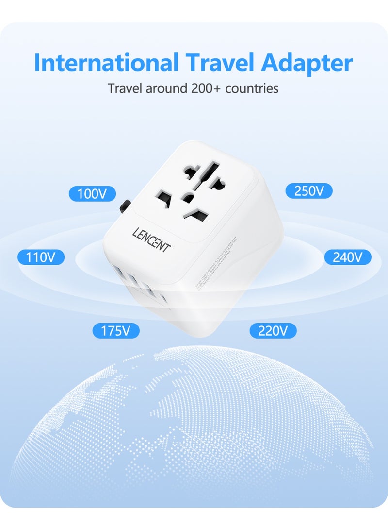 LENCENT Universal Travel Adapter, International Charger with 3 USB Ports & Type-C Adaptor for Cellphones,Laptop, All in One Travel Plug Adapter for Over 200 Countries (USA UK EU AUS) - Image 3