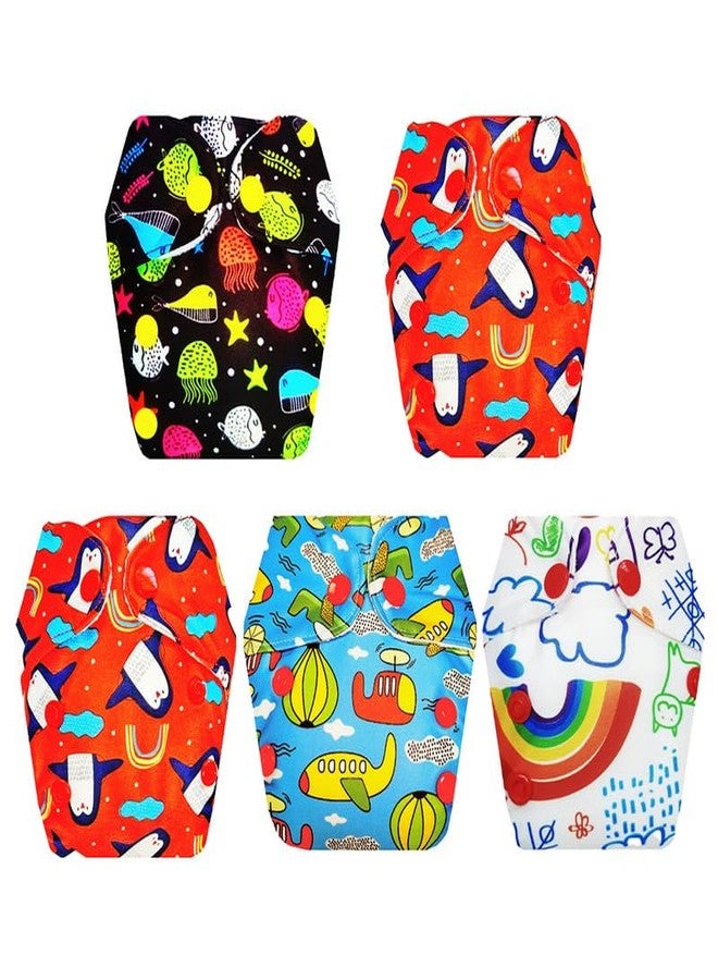 حفاضات قماشية فاخرة من دمبلدو للأطفال حديثي الولادة مع حشوة داخلية (عبوة من 5 قطع) | شعور بالجفاف والراحة | قابلة لإعادة الاستخدام والغسل | سهلة التنظيف | مثالية للأطفال الصغار | من 0 إلى 4 أشهر | للجنسين - Image 1