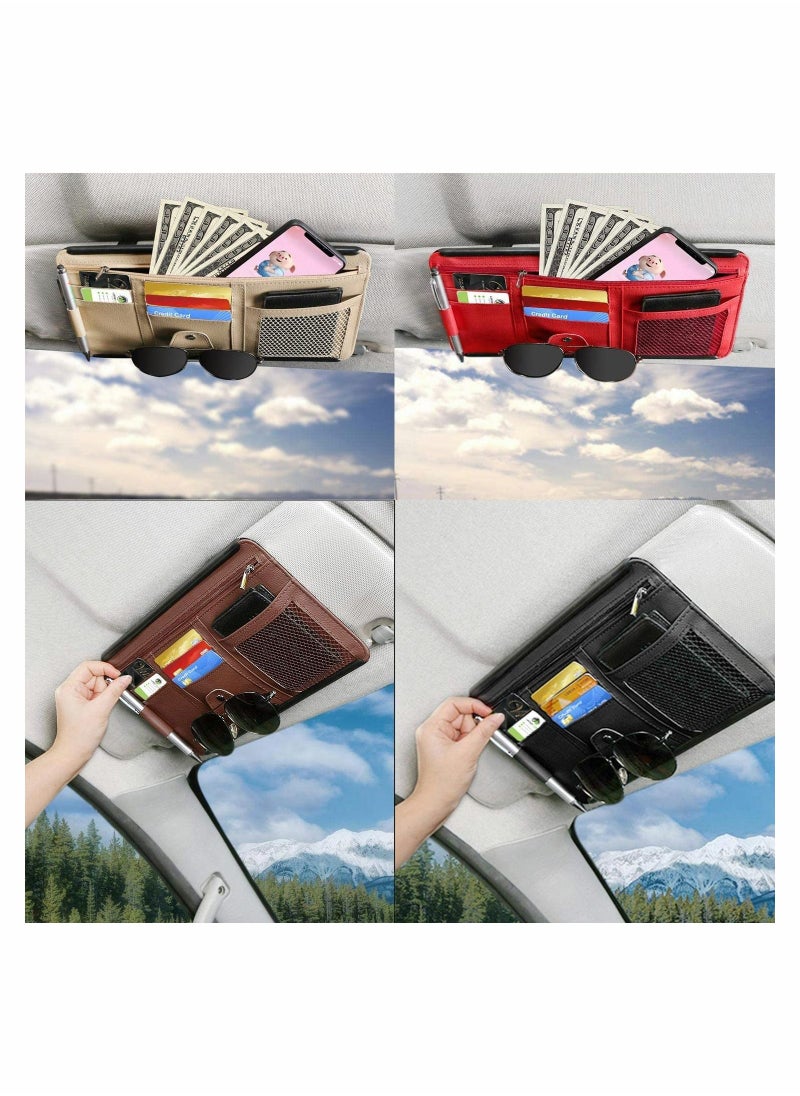 KASTWAVE - Car Interior Accessories Pocket Organizer, Car Sun Visor Organizer Auto Visor Pocket(Brown) - Image 1