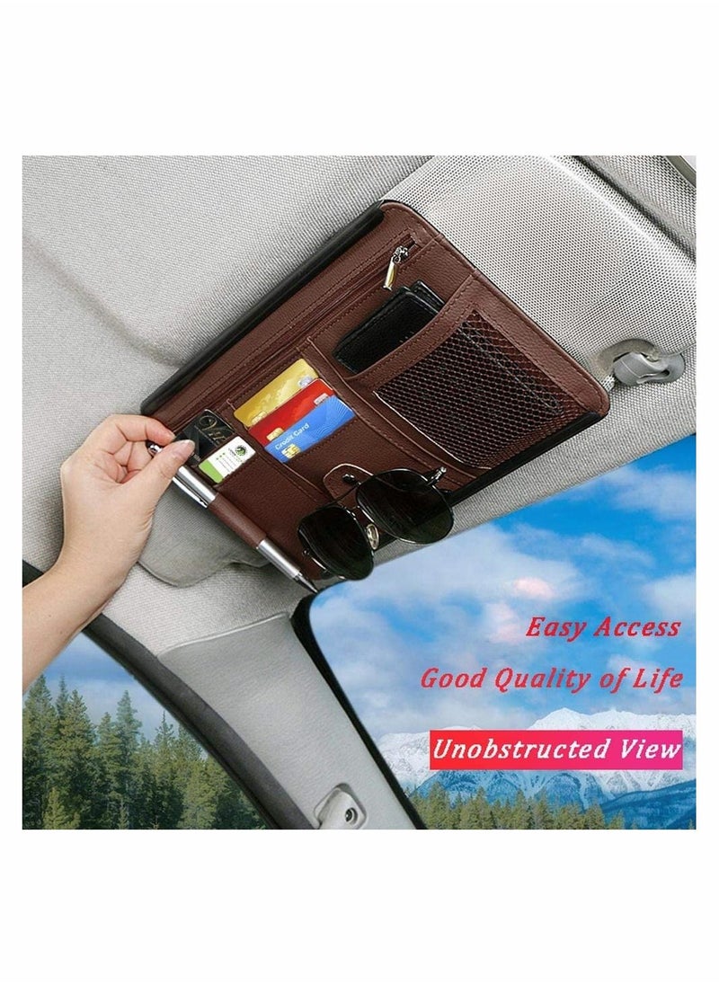 KASTWAVE - Car Interior Accessories Pocket Organizer, Car Sun Visor Organizer Auto Visor Pocket(Brown) - Image 1