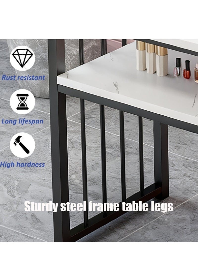 YY-ريشير طاولة أظافر عصرية مع مساحة تخزين مزدوجة وأدراج، مكتب للكتابة وطاولة زينة ومحطة مانيكير بإطار فولاذي، طاولة صالون 100×40 سم، مكتب أظافر احترافي ومحطة عمل - Image 5